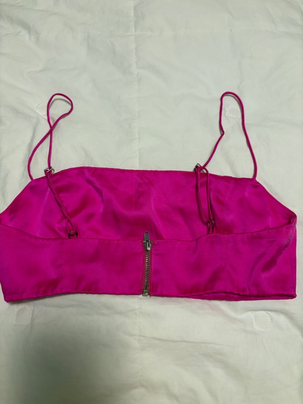 Retrofete Fuchsia Pink Satin Crop Tank Top - Picture 2 of 4